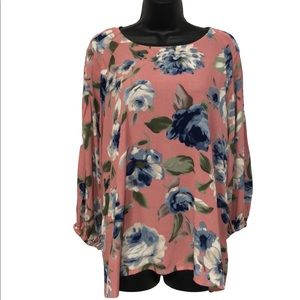 RETHM mauve pink blue‎ floral peasant blouse